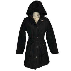 The North Face Jacket black belted Women's size small rain coat long
